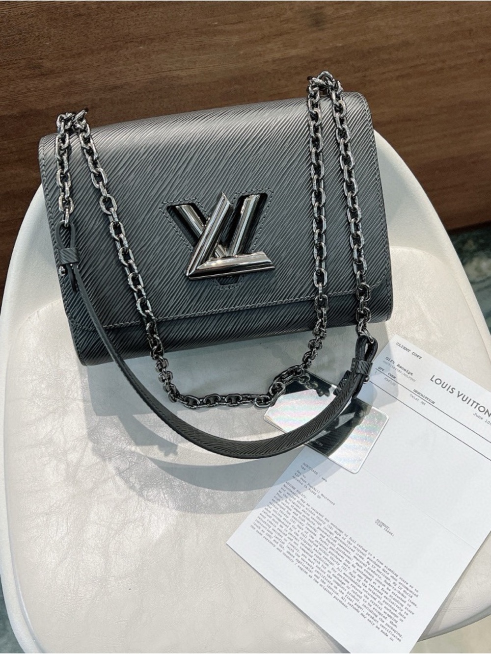Like New LV Twist MM Tin Grey with Rare Gunmetal Hardware (Chip Version)